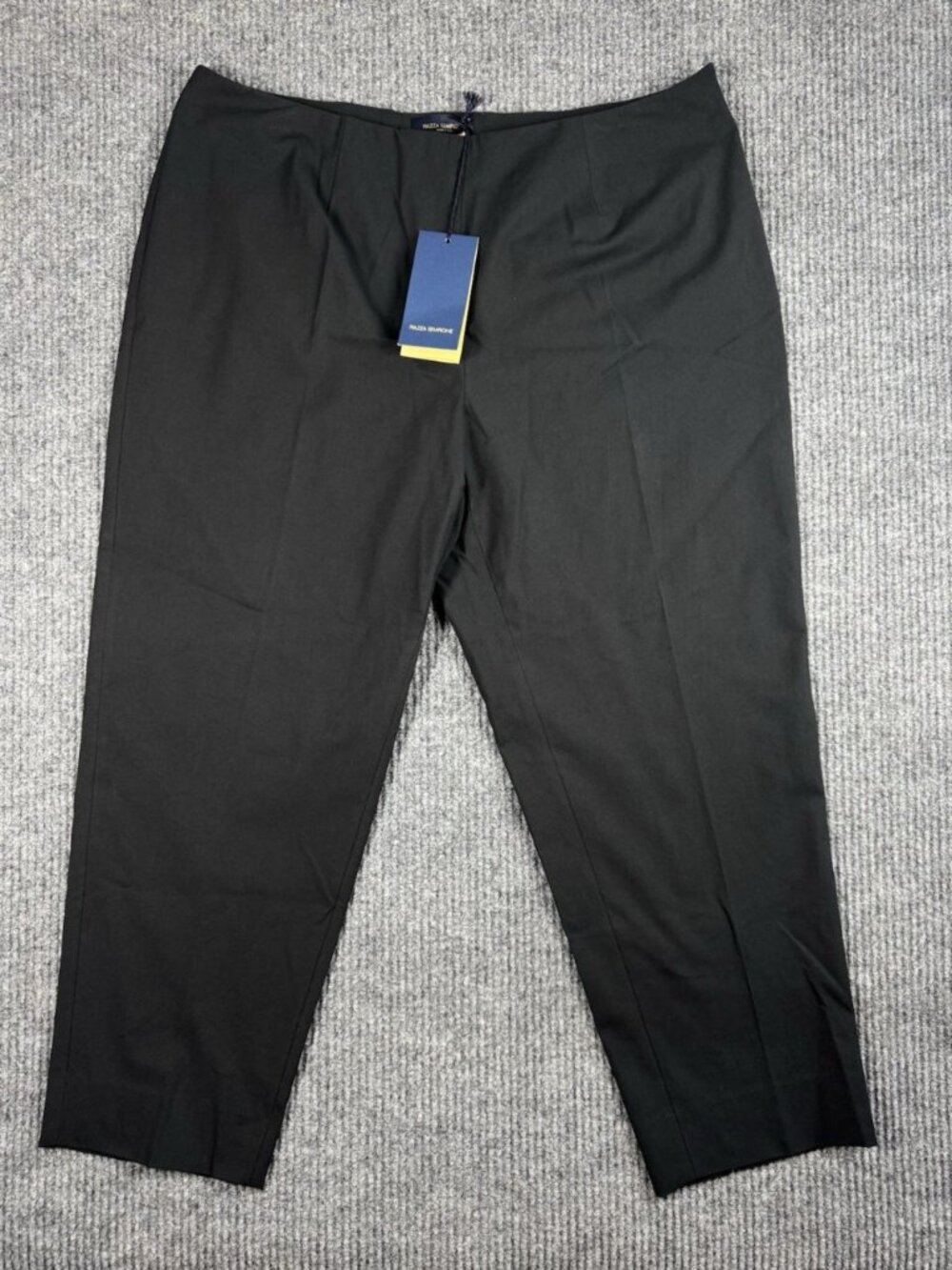 Piazza Sempione Audrey Pants Women IT 54 US 18 Black Italy Cotton Stretch NEW